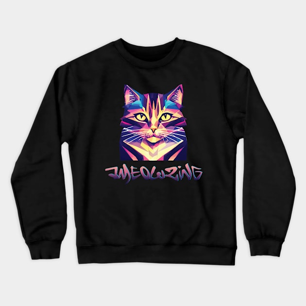 Ameowzing Cosmic Alien Cat Pun Crewneck Sweatshirt by ulunkz